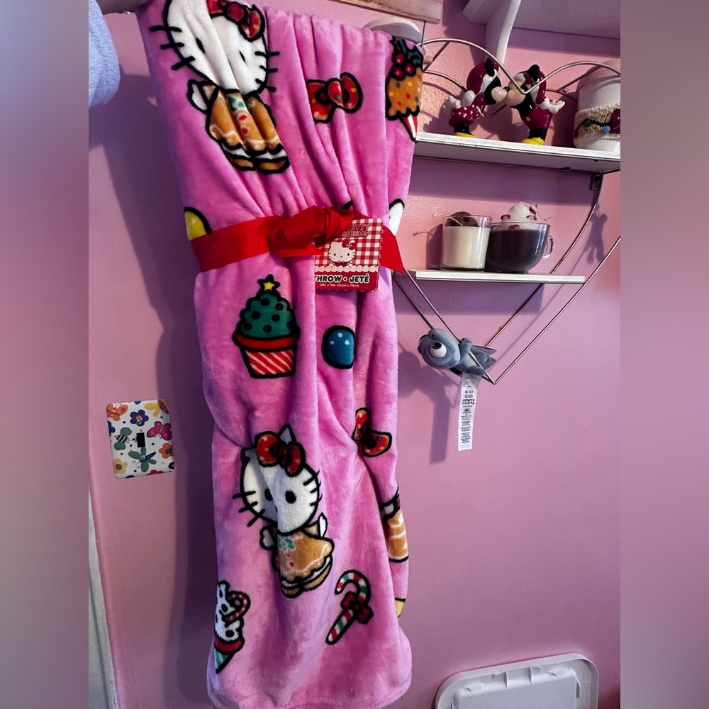 Hello Kitty Pink Christmas Gingerbread Blanket